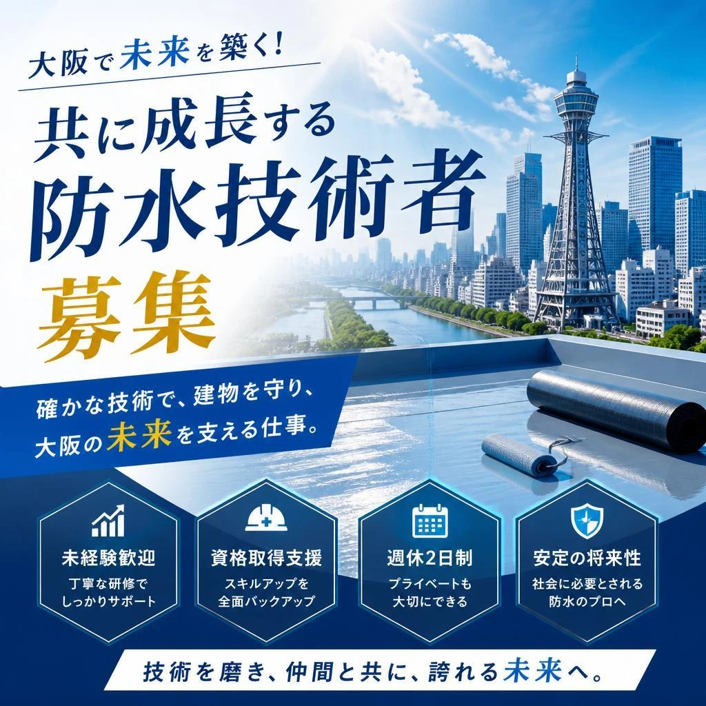 大阪で未来を築く！共に成長する防水技術者募集