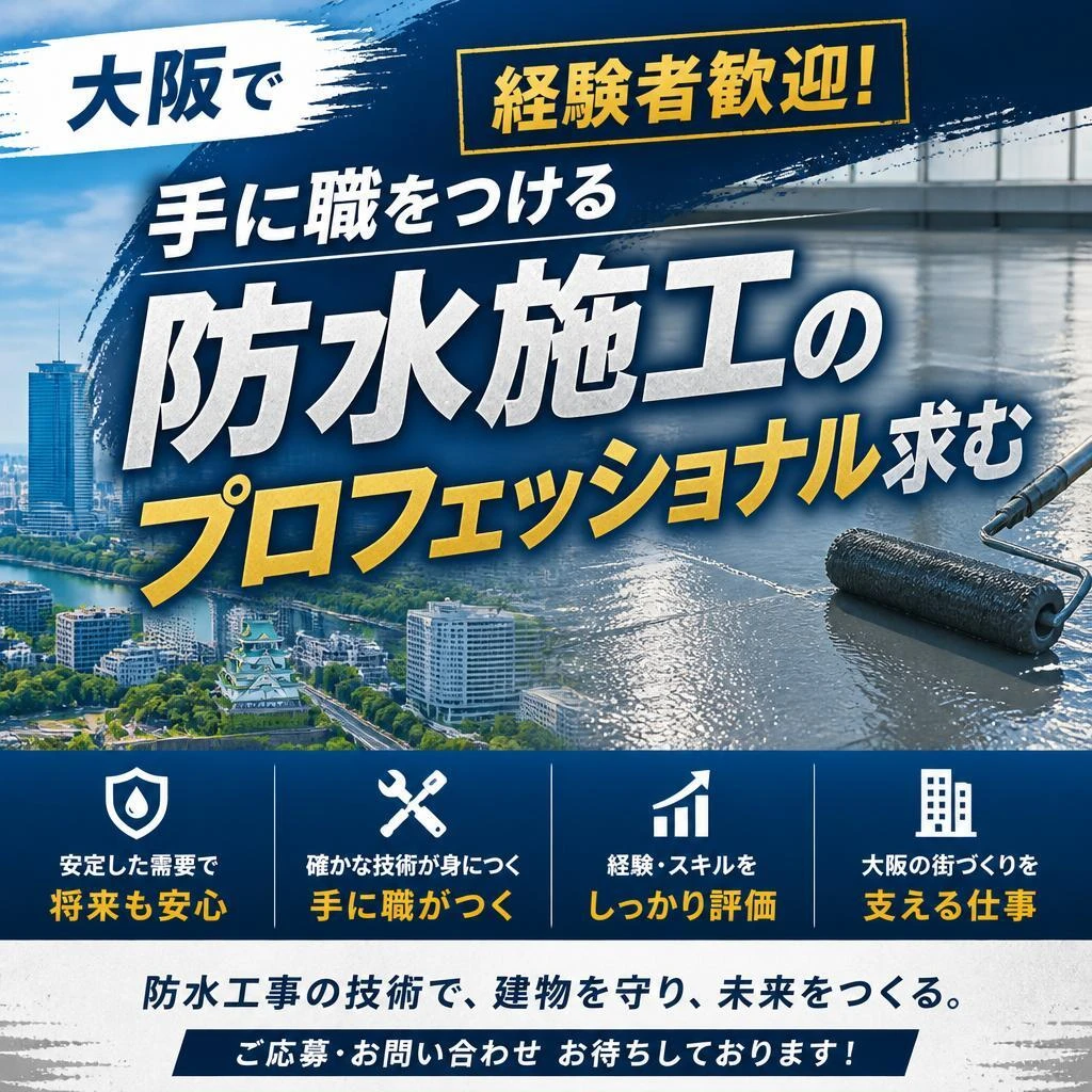 大阪で経験者歓迎！手に職をつける防水施工のプロフェッショナル求む