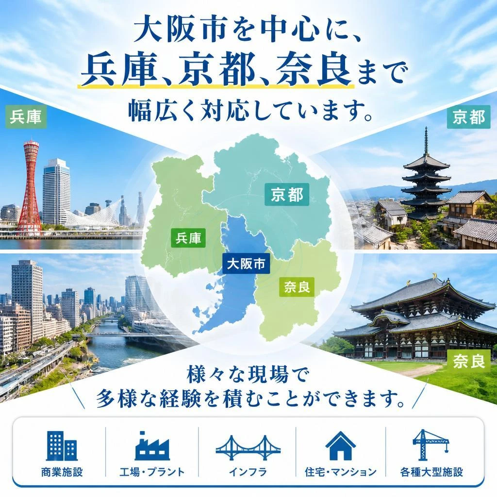 幅広い施工エリア