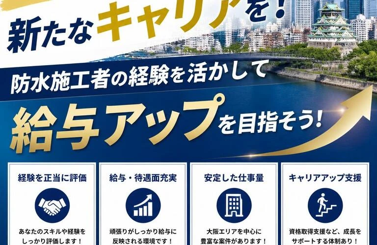 大阪で新たなキャリアを！防水施工者の経験を活かして給与アップを目指そう！