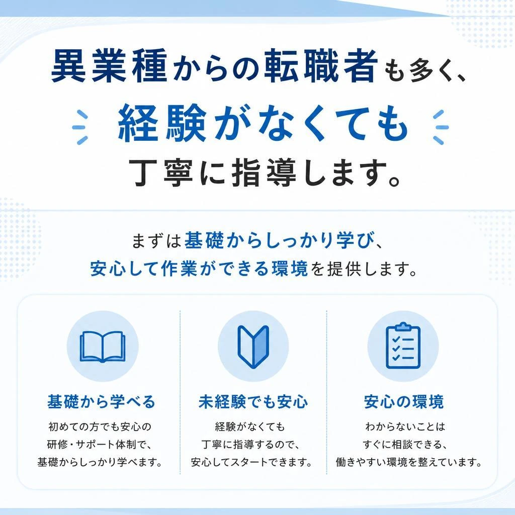 未経験者大歓迎！手厚いサポート体制