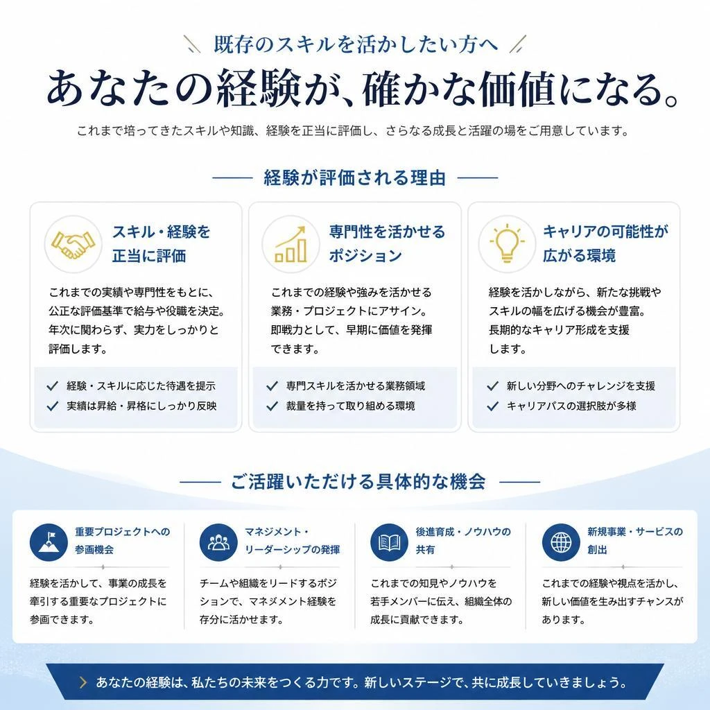 2. 経験者優遇！あなたのスキルが活かせる