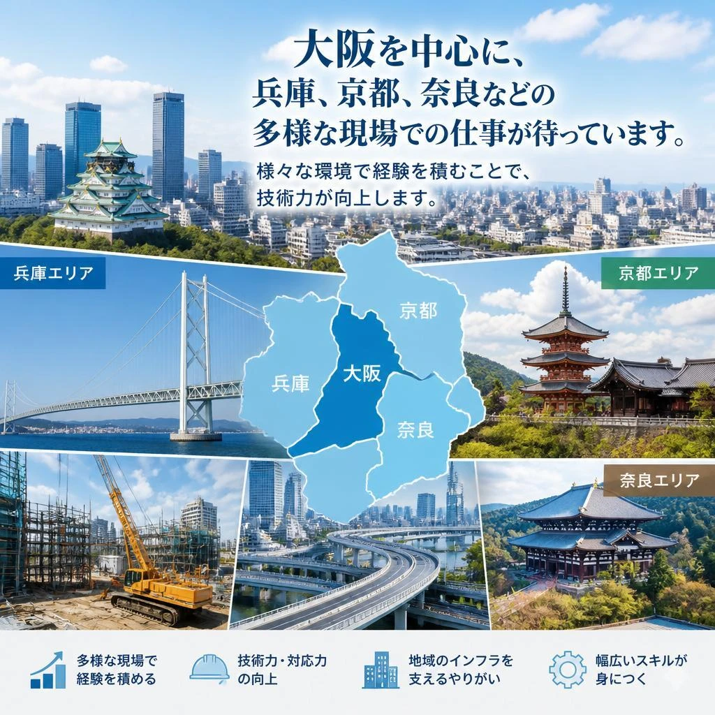 幅広いエリア対応で多様な経験が可能！