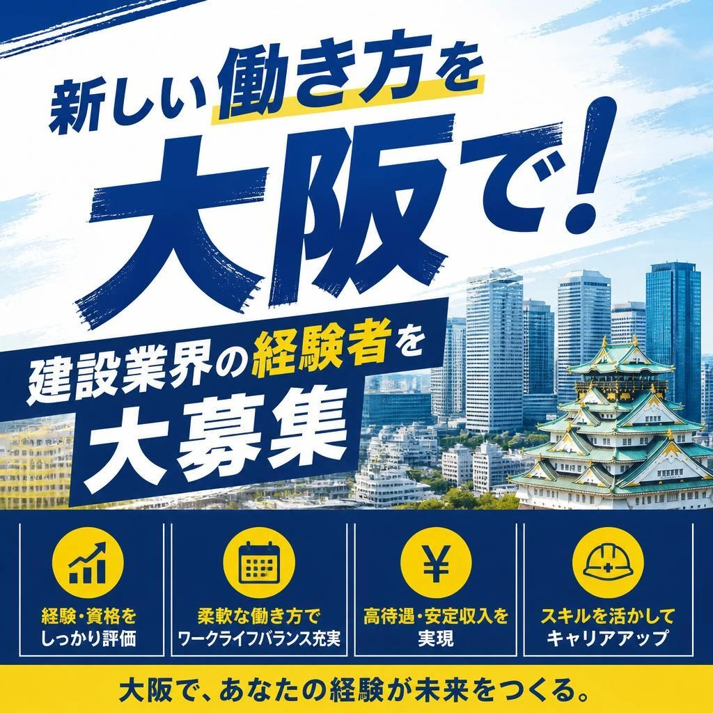 新しい働き方を大阪で！建設業界の経験者を大募集