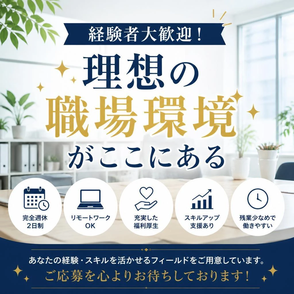 経験者大歓迎！理想の職場環境がここにある