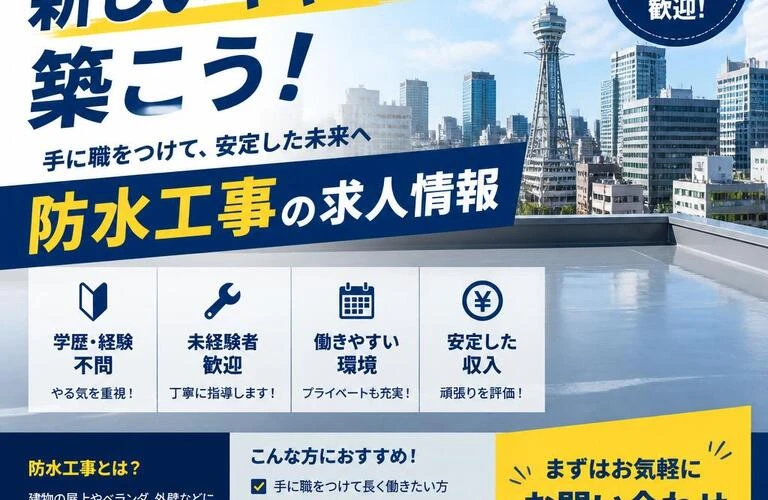 大阪で新しいキャリアを築こう！学歴不問で働きやすい防水工事の求人情報