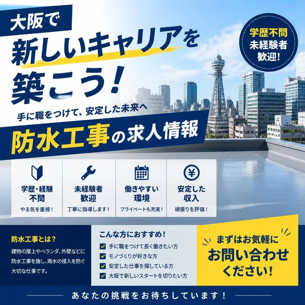 大阪で新しいキャリアを築こう！学歴不問で働きやすい防水工事の求人情報