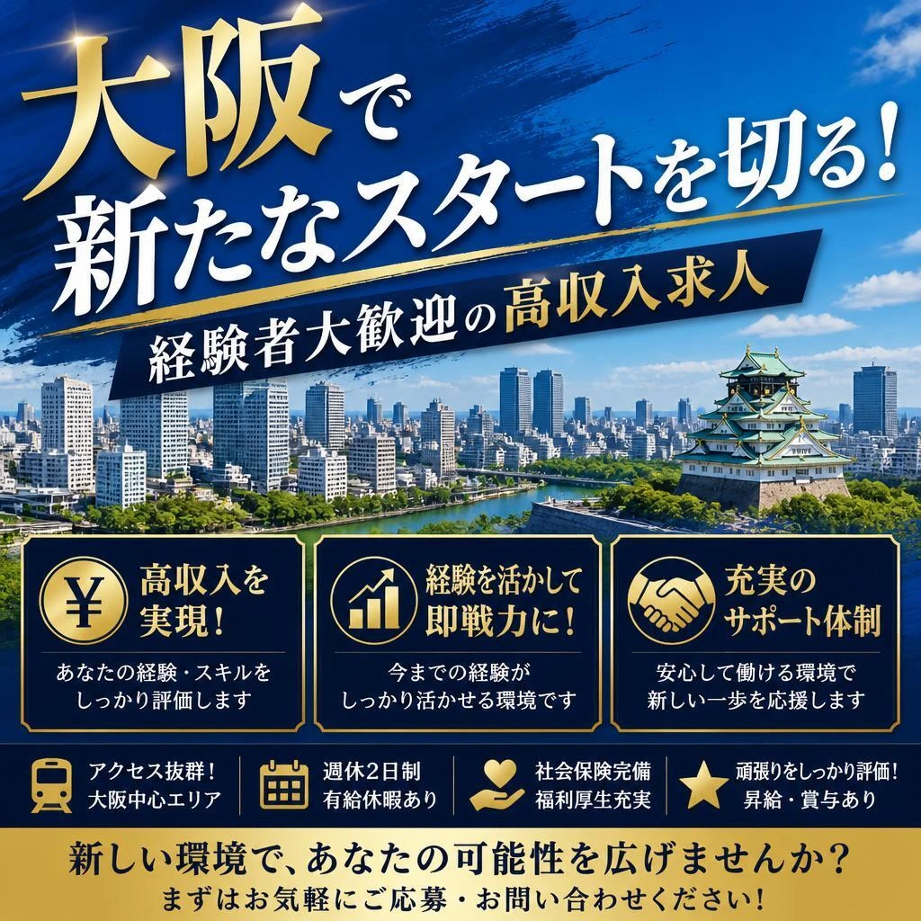 大阪で新たなスタートを切る！経験者大歓迎の高収入求人