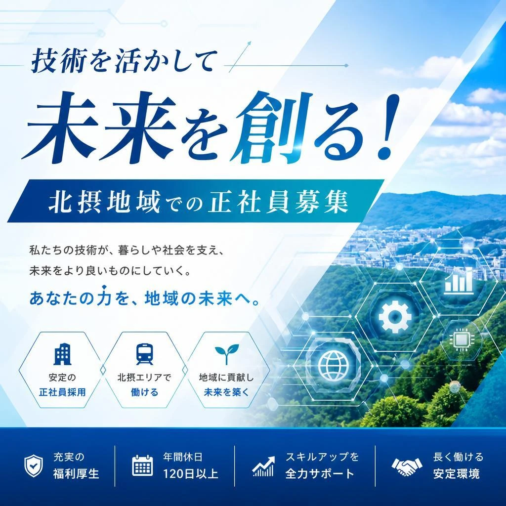 技術を活かして未来を創る！北摂地域での正社員募集