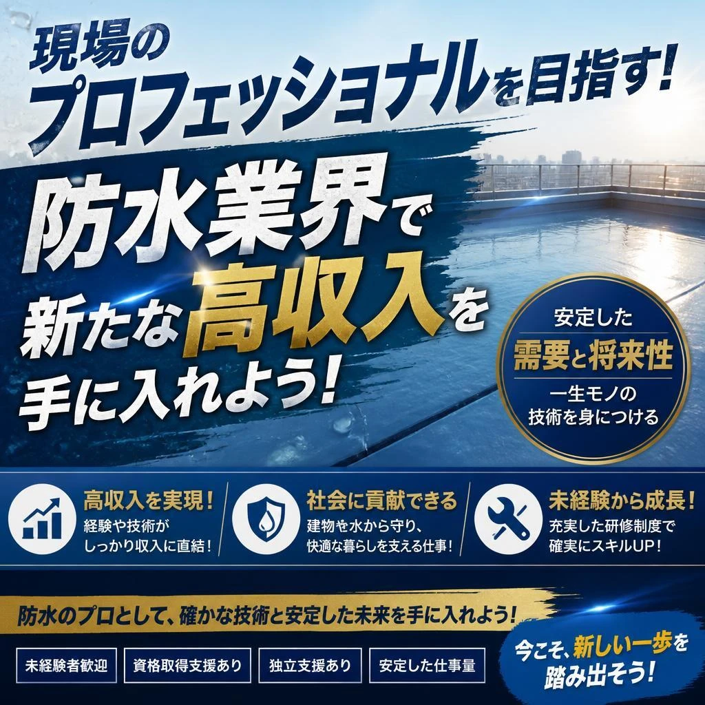 現場のプロフェッショナルを目指す！防水業界で新たな高収入を手に入れよう！