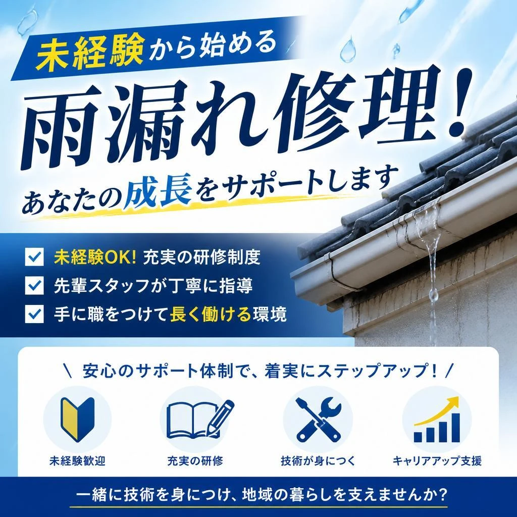 未経験から始める雨漏れ修理！あなたの成長をサポートします