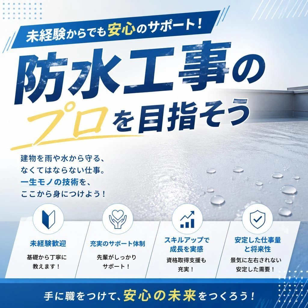未経験からでも安心のサポート！防水工事のプロを目指そう
