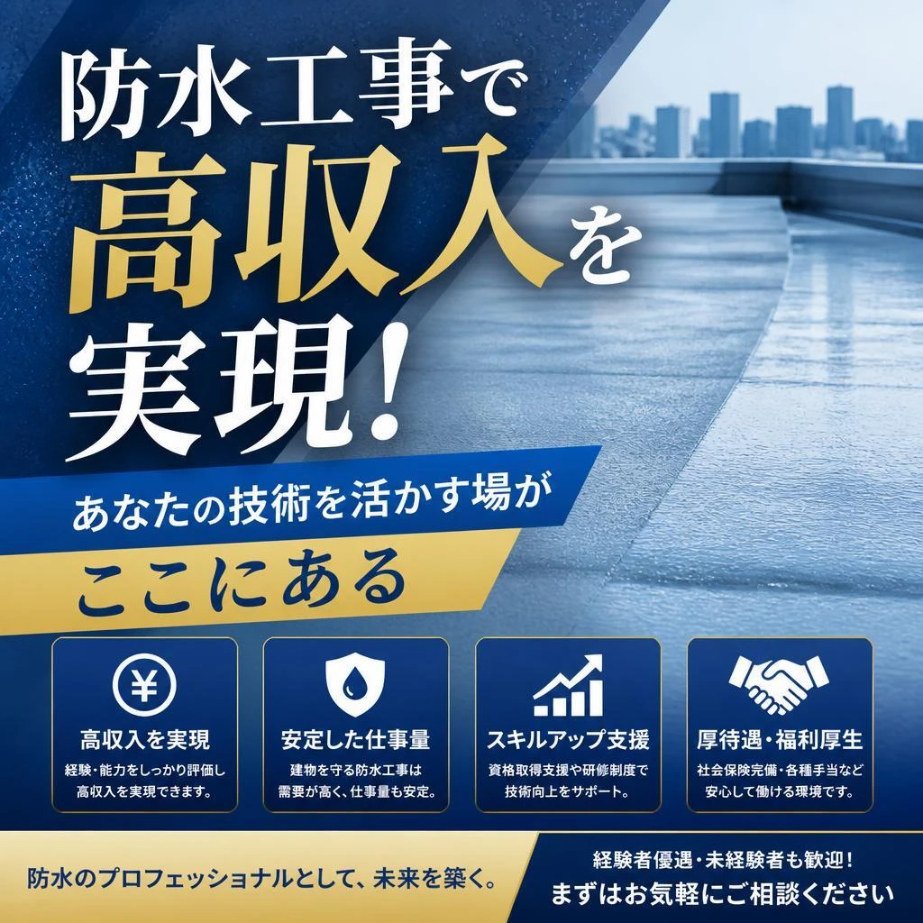 防水工事で高収入を実現！あなたの技術を活かす場がここにある