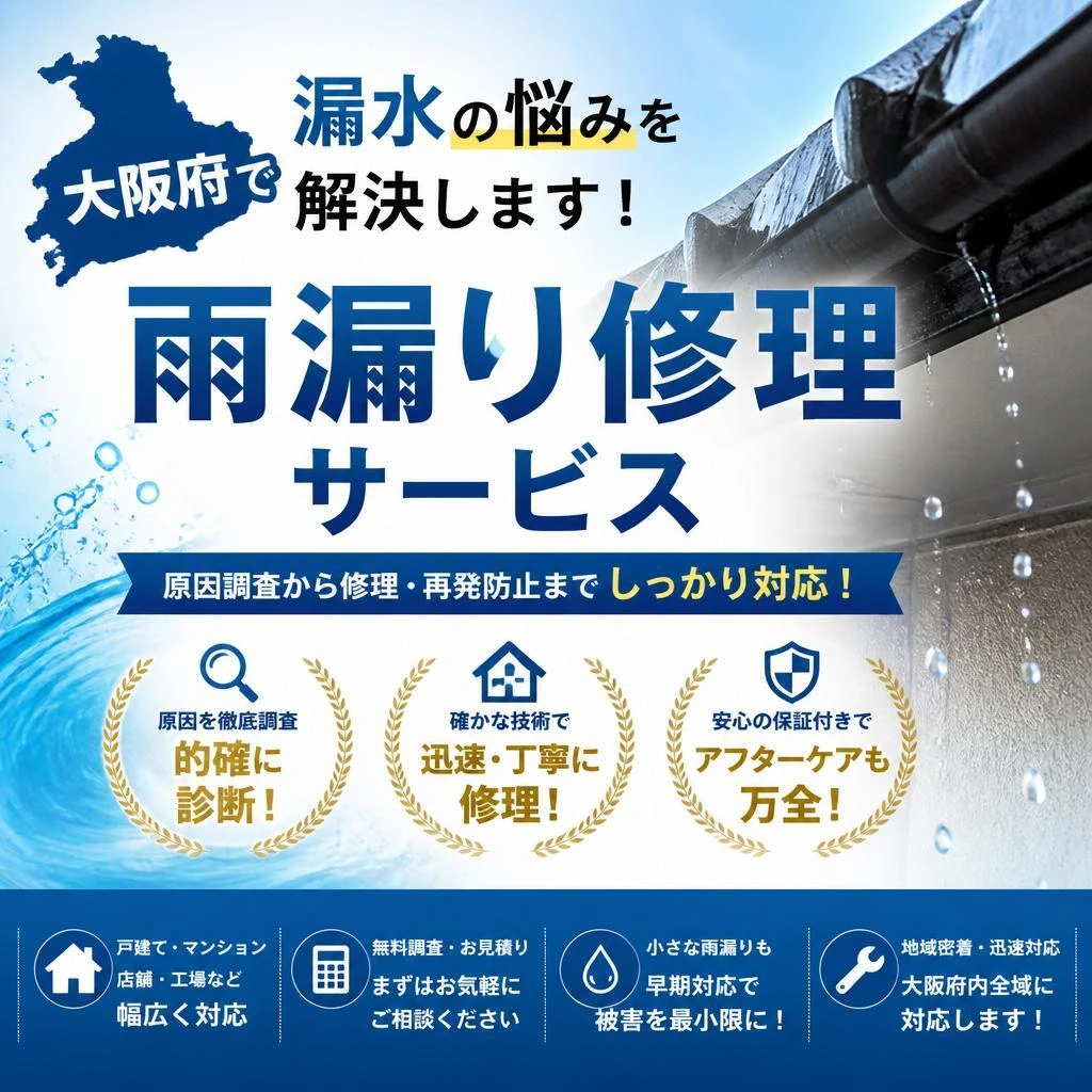 大阪府で漏水の悩みを解決します！安心の雨漏り修理サービス