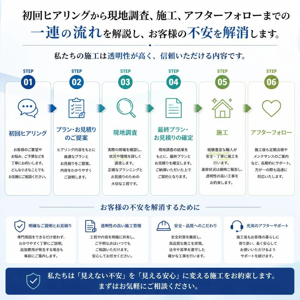 雨漏り修理サービスの流れ