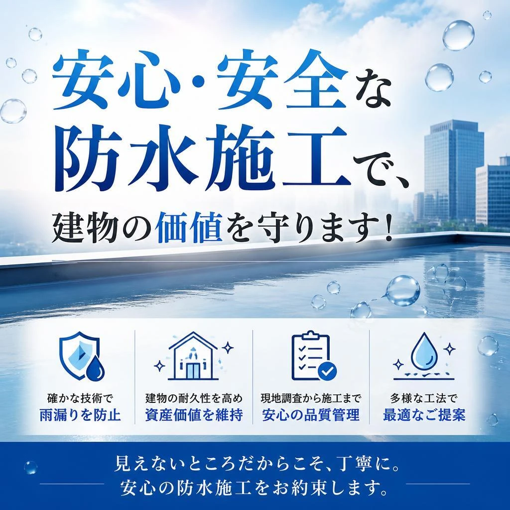 安心・安全な防水施工で、建物の価値を守ります！