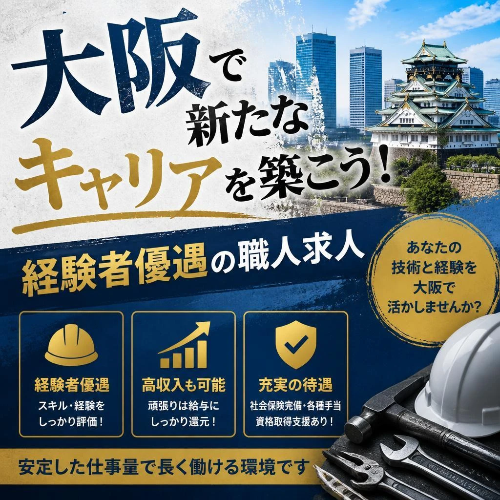 大阪で新たなキャリアを築こう！経験者優遇の職人求人