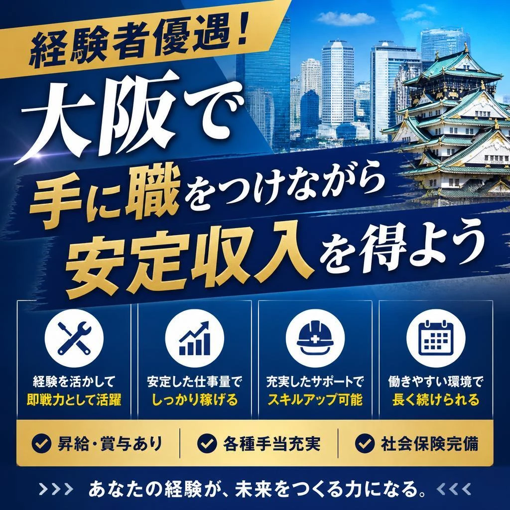 経験者優遇！大阪で手に職をつけながら安定収入を得よう