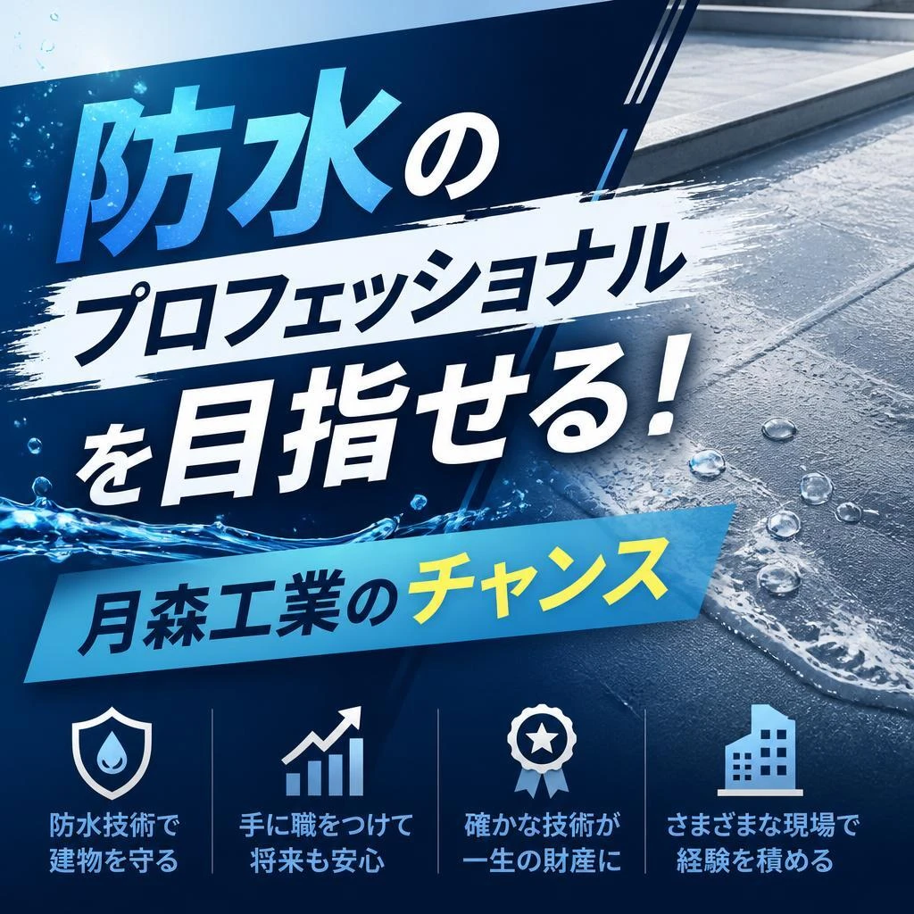 「防水のプロフェッショナルを目指せる！月森工業のチャンス」