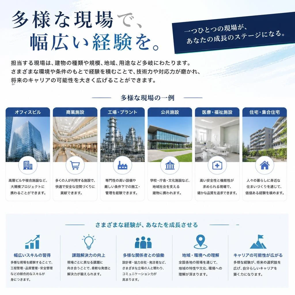 幅広い現場経験が可能！