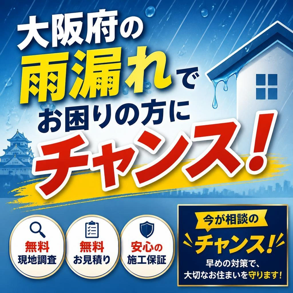 大阪府の雨漏れでお困りの方にチャンス！