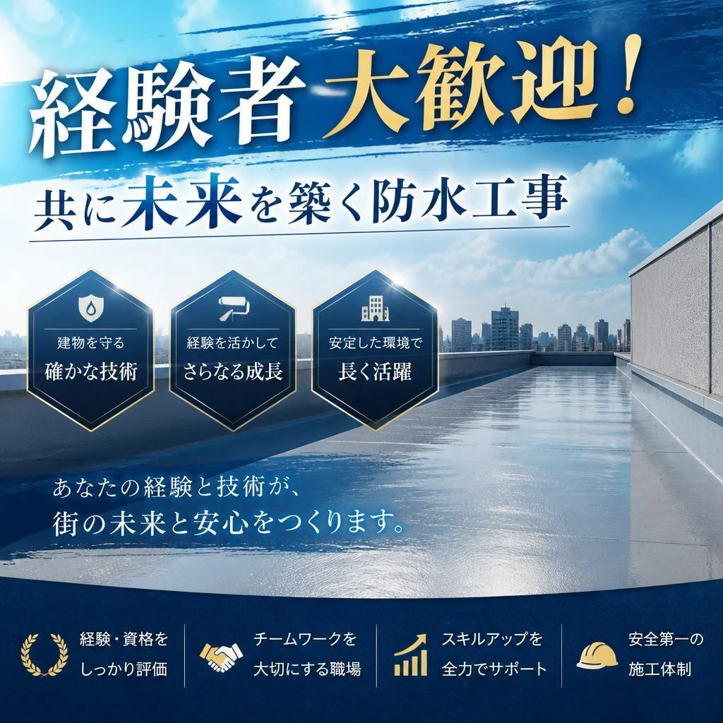 経験者大歓迎！共に未来を築く防水工事