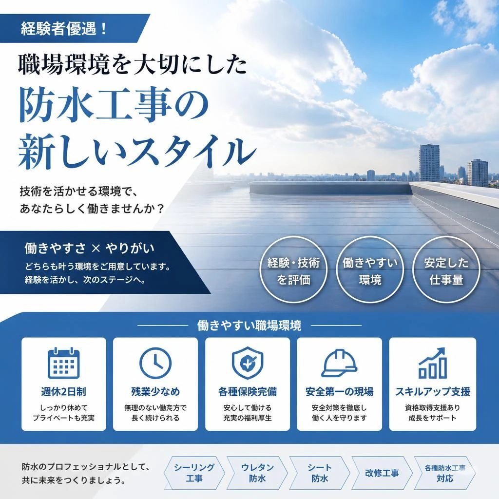 経験者優遇！職場環境を大切にした防水工事の新しいスタイル
